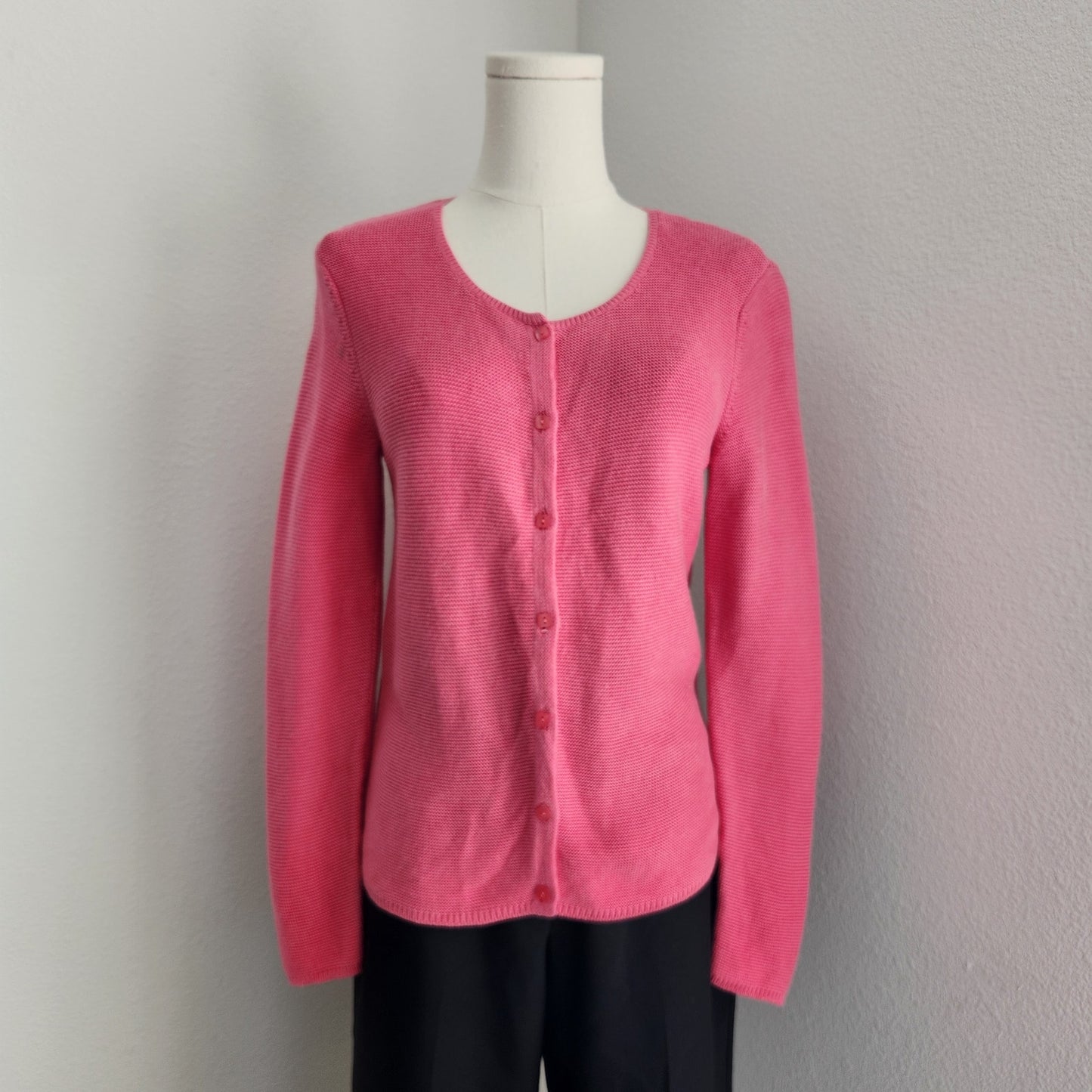 Vintage 90s Talbots Pink Knit Button Front Cardigan Sweater Long Sleeve S