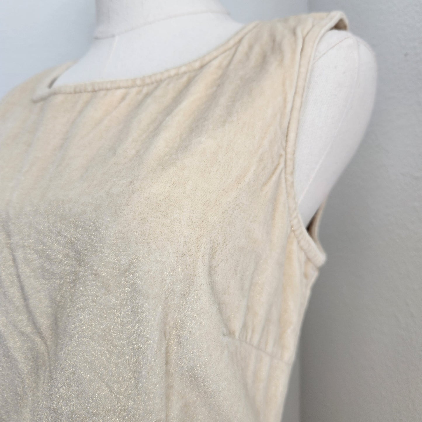 Vintage Moschino Jeans Yellow Gold Velvet Sleeveless Mini Dress Sheath Italy 4