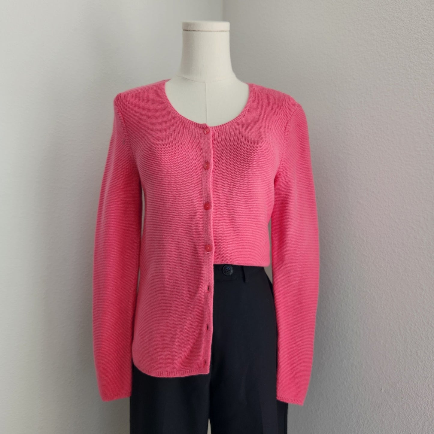 Vintage 90s Talbots Pink Knit Button Front Cardigan Sweater Long Sleeve S