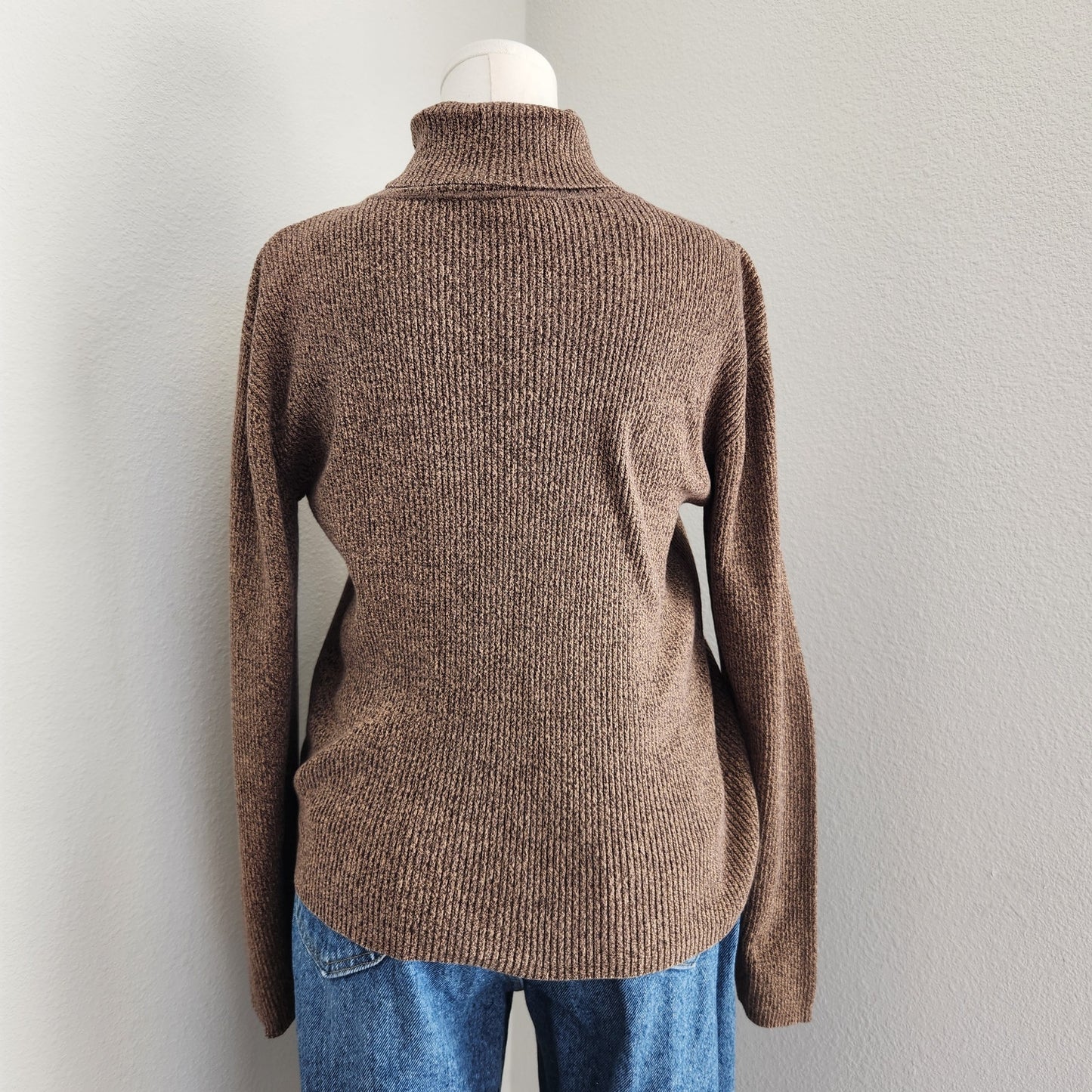 Vintage Liz Claiborne Brown Knit Long Sleeve Turtle Neck Shirt L