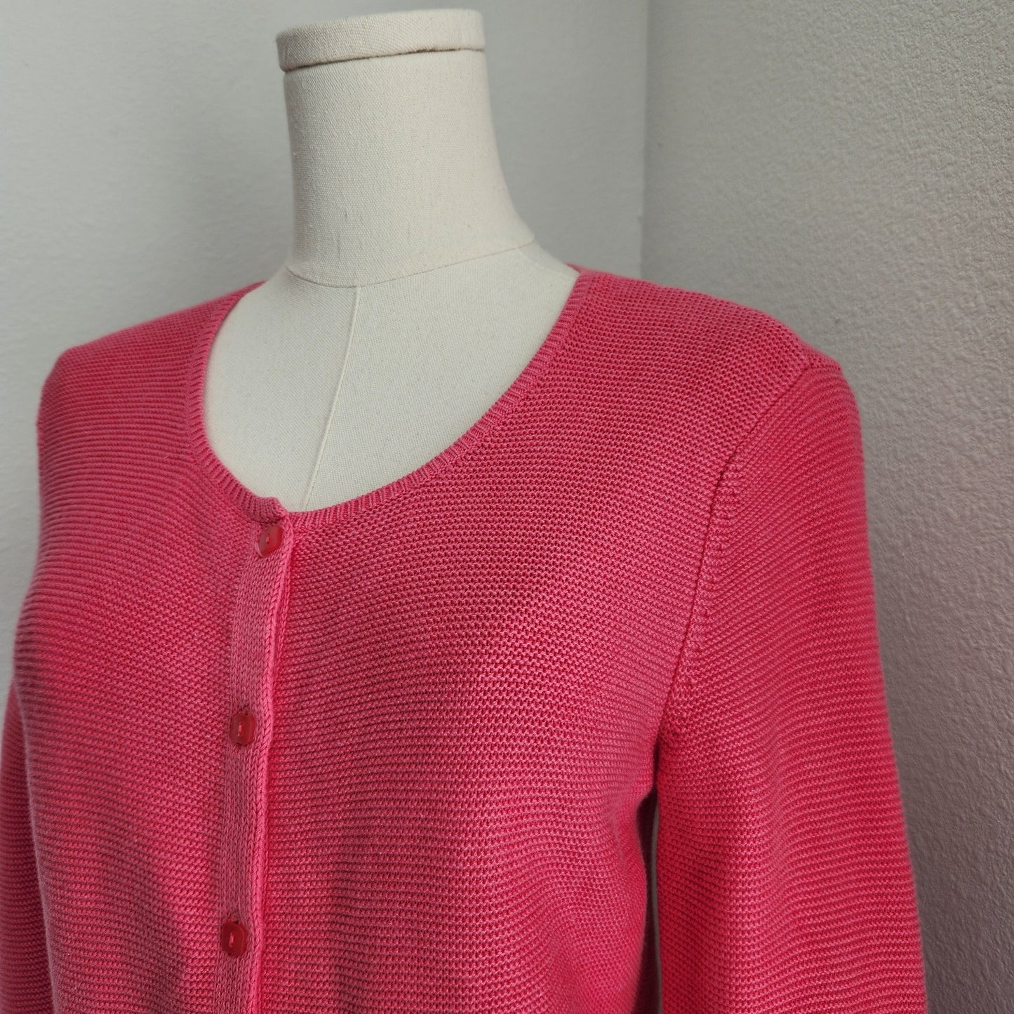 Vintage 90s Talbots Pink Knit Button Front Cardigan Sweater Long Sleeve S