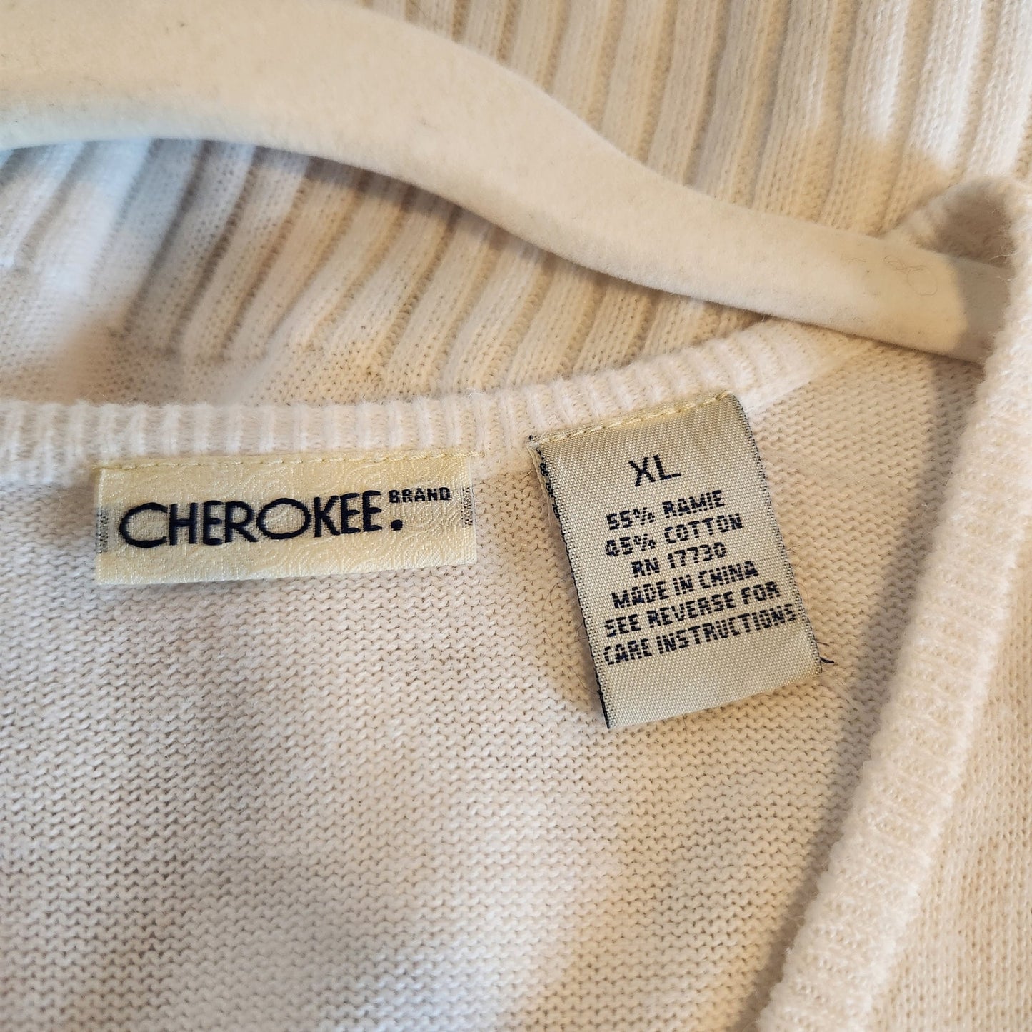 Vintage White Stag White Tie Front Knit Cardigan Long Sleeve Scallop Hem L