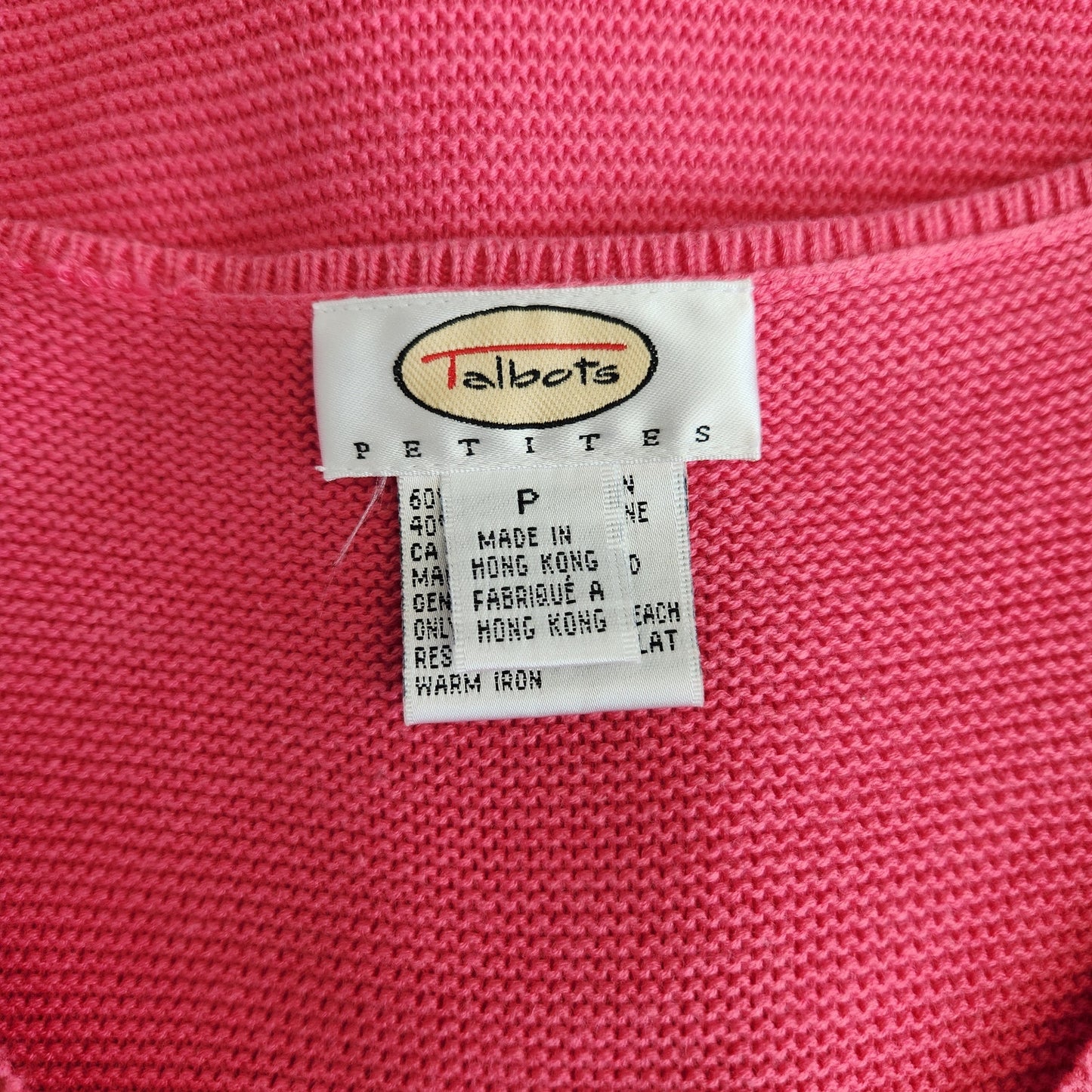 Vintage 90s Talbots Pink Knit Button Front Cardigan Sweater Long Sleeve S