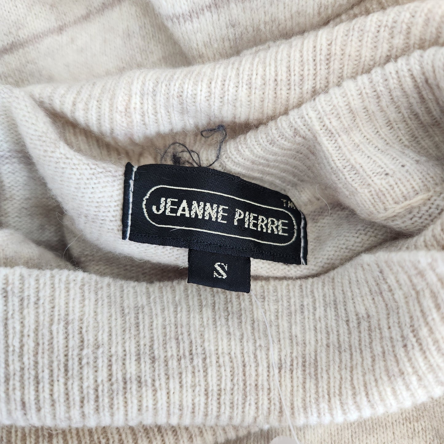 Vintage 90s Jean Pierre Cream Lilac Striped Knit Turtle Neck Sweater Minimal S
