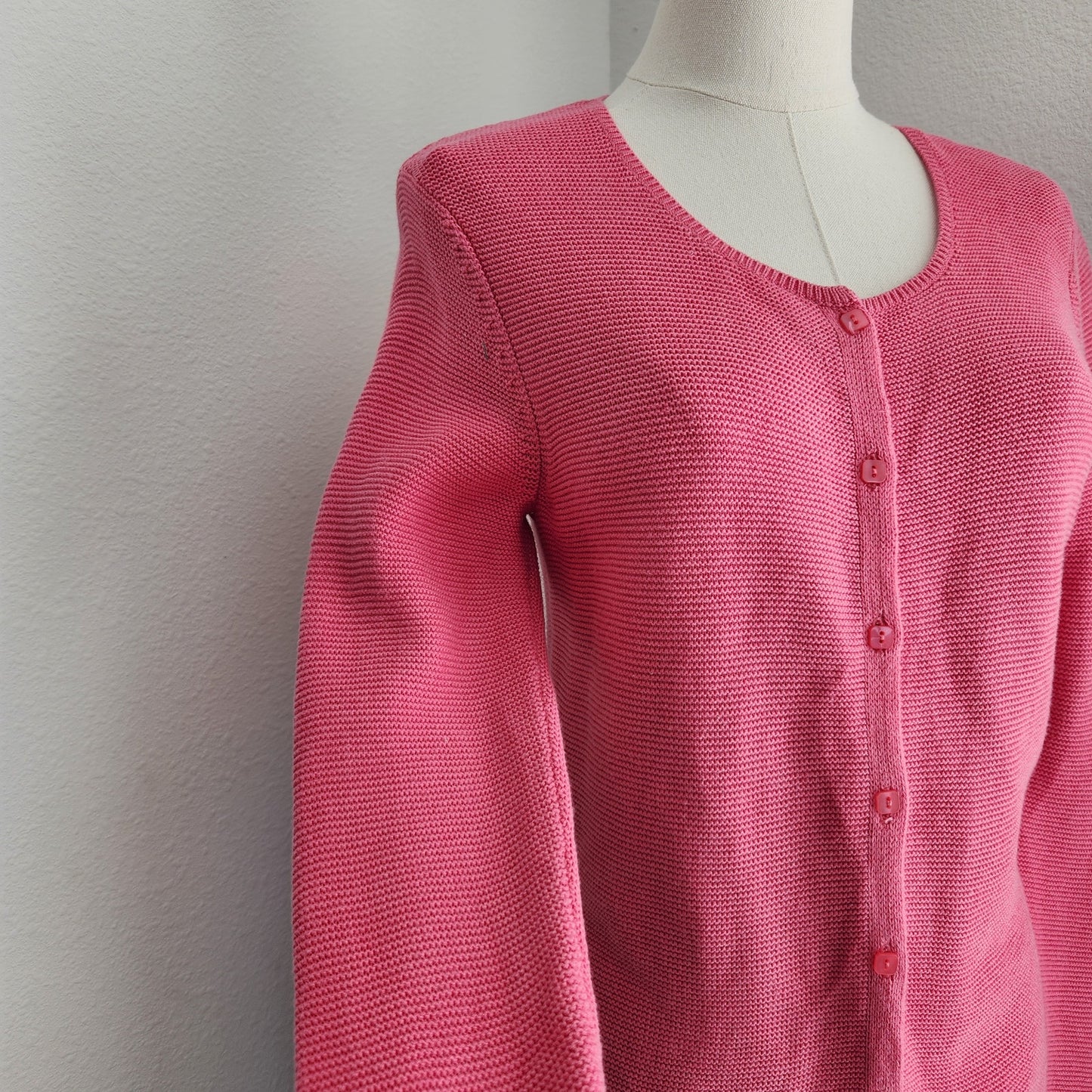 Vintage 90s Talbots Pink Knit Button Front Cardigan Sweater Long Sleeve S